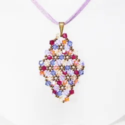 Pendant 40cm - Terence Rhombus M-Mauve Suedine - Pendant 40cm - Laiton bronze